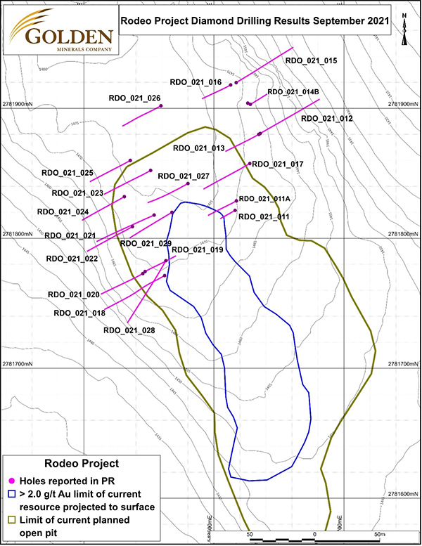 Figure 1: Diamond drill-hole locations, Rodeo Project